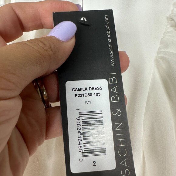 NWT SACHIN + BABI  Sleeveless Camila Dress Evening Gown Ivory White Belted 20 - Picture 7 of 9